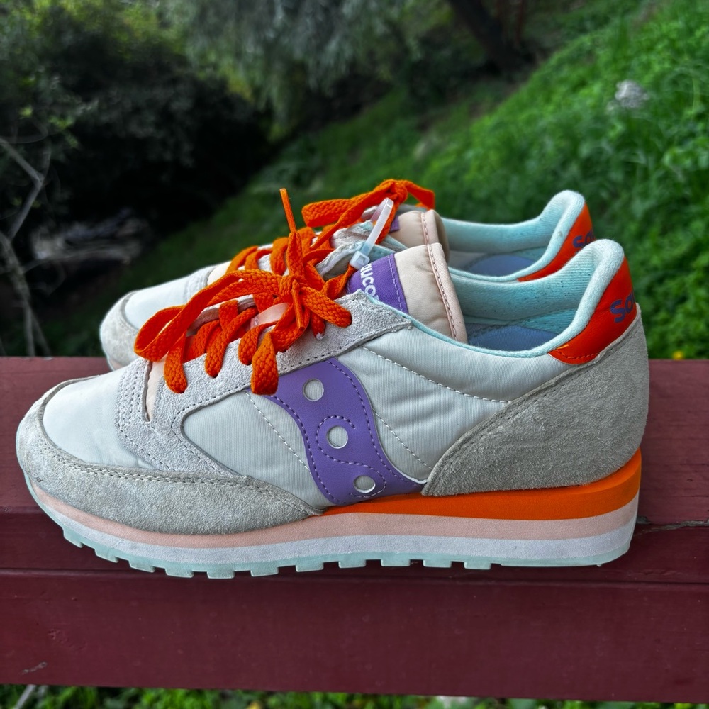 Saucony Women's Excursion Jazz Champagne Cream and Orange Sneakers - Picture 4 of 7